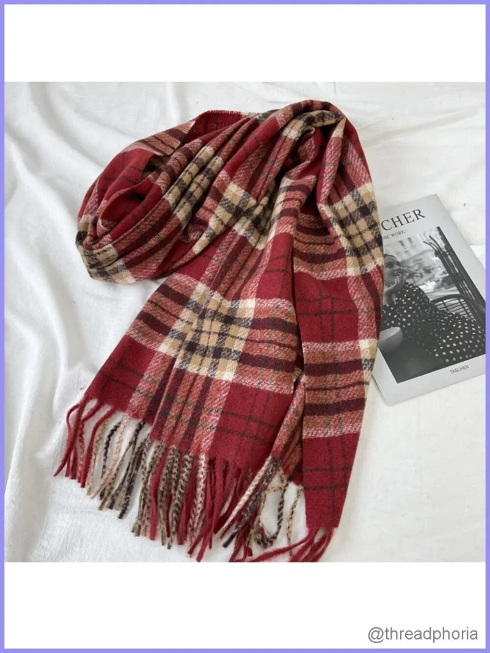 Classic Plaid Tassel Fringe Scarf Shawl Wrap Blanket Scarf for Women